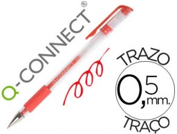 Bolígrafo Q-Connect tinta gel roja sujeción de caucho